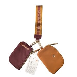 Lululemon Athletica Dual Pouch Wristlet - Burgundy & Burnt Orange NWT
